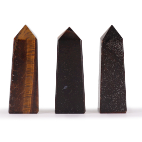3x Pointes Obélisques en Pierre Gemme - Œil de Tigre