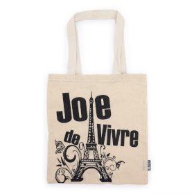 10x Sac Tote Bag Basique Iconic  - Joie de Vivre - (40x36cm) - Naturel 4oz