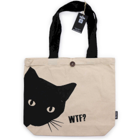 Sac Tote Bag Basique Iconic - Chat Noir - Naturel 10oz (36x43x10cm)