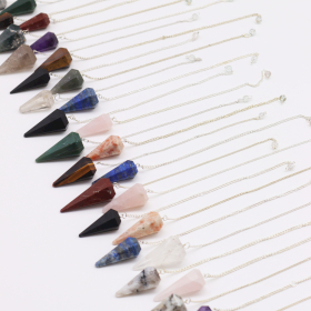 36x Pack de Démarrage Pendule en Gemmes (12x 3 cristaux) 4 cm - Pyramides 6 Côtés