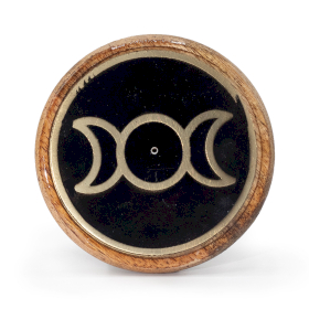 10x Porte-Encens - Doré & Noir sur Bois de Manguier - Triple Lune