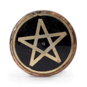 10x Porte-Encens - Doré & Noir sur Bois de Manguier - Pentagramme