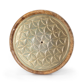 10x Porte-Encens - Doré sur Bois de Manguier - Fleur de Vie