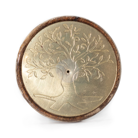 10x Porte-Encens - Doré sur Bois de Manguier - Arbre de Vie
