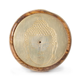 10x Porte-Encens - Doré sur Bois de Manguier - Tête de Bouddha