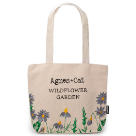 Tote Bag en Coton – Broderie Jardin de Fleurs Sauvages (Fleurs Violettes)