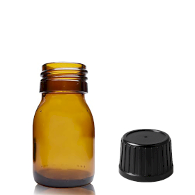 110x Bouteille Médicinale en Verre Ambré de 30 ml avec Bouchon Inviolable