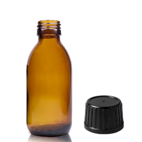 70x Bouteille Médicinale en Verre Ambré de 150 ml avec Bouchon Inviolable