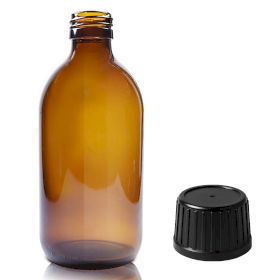 40x Bouteille Médicinale en Verre Ambré de 300 ml avec Bouchon Inviolable