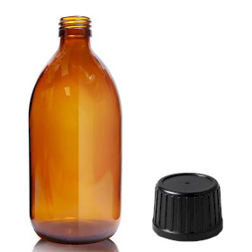 30x Bouteille Médicinale en Verre Ambré de 500 ml avec Bouchon Inviolable