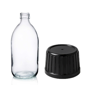 36x Bouteille en Verre Médicinale Transparente de 200 ml  avec Bouchon Inviolable