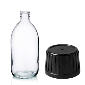 40x Bouteille en Verre Médicinale Transparente de 300 ml  avec Bouchon Inviolable