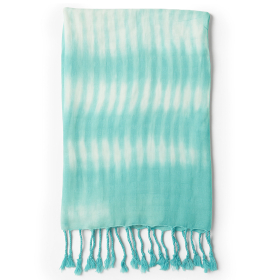 4x Foulard  Art Boho Java -Rayures Bleu Sarcelle & Motif - 62x200 cm