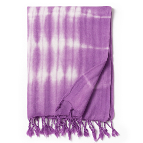 4x Foulard Art Boho Java - Rayures Lavande & Motif - 62x200 cm