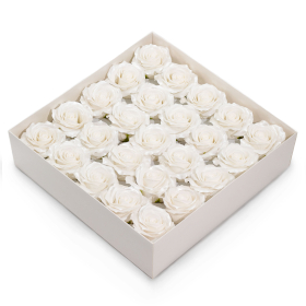 25x Savon Fleur Artisanale - (5 couches) Décorative uniquement Rose - Bordée de soie - Blanc Classique Brillant