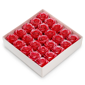 25x Savon Fleur Artisanale - (5 couches) Décorative uniquement Rose - Bordée de soie - Rubis Givré