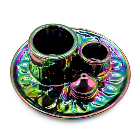 Bâton de Palo Santo et Porte-Encens - Mandala - Arc-en-ciel Métallique