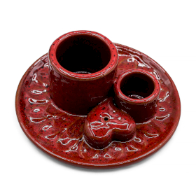 Bâton de Palo Santo et Porte-Encens - Mandala - Rouge avec Cœur Brillant