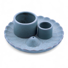 Bâton de Palo Santo et Porte-Encens - Fleur de Lotus - Bleu Mat