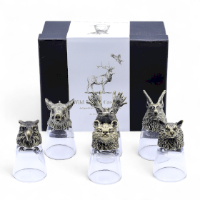 6x Verres À Shot Bottom Up (50 Ml) – Créatures Sauvages De La Forêt – Bronze Antique