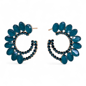 Vert Sarcelle - Verre Vintage - Anneaux - Boucles d’Oreilles