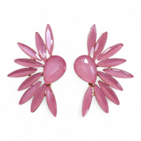 Quartz Rose - Verre Vintage - Ailes d’Ange - Boucles d’Oreilles