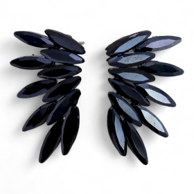 Noir Jais - Verre Vintage - Fées - Boucles d’Oreilles
