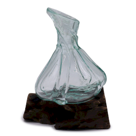 Mini Carafe Fantaisie En Verre Fondu Sur Bois