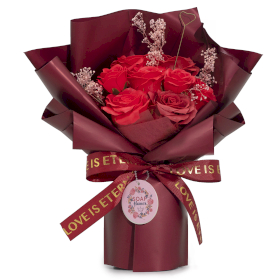 Grand Bouquet De Roses Rouges - L’Amour Est Éternel - Carte Cadeau
