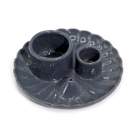 Porte-Encens et Supports en Céramique pour Palo Santo - Fleur de Lotus - Gris Brillant