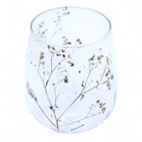4x Verre Floral Naturel - Vase Porte-Bougie  - Margarita - (12x11cm)