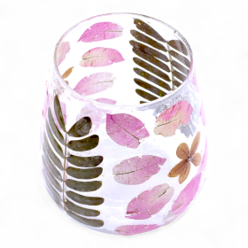 4x Verre Floral Naturel - Vase Porte-Bougie  - Primavera - (12x11cm)