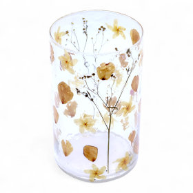 Verre Floral Naturel - Vase Porte-Bougie Haut  - Rosa - (19x11cm)