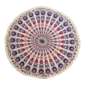 Petit Mandala Rond En Coton (130cm) - Paon Pourpre