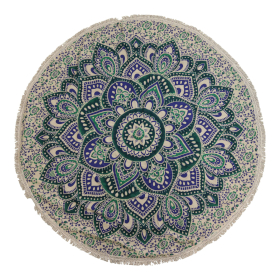Petit Mandala Rond En Coton (130cm) - Sarcelle & Bleu