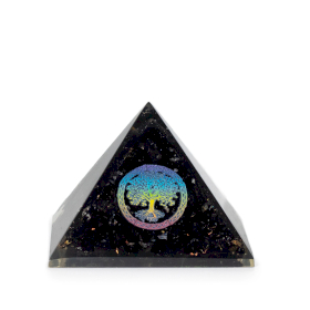 Petite Pyramide en Orgonite 5,5 x 4,5 cm – Arbre de Vie – Pépites de Tourmaline Noire