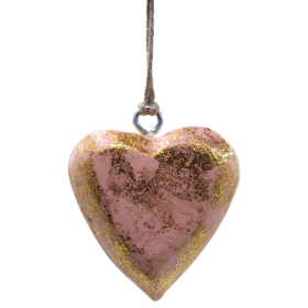 50x Grands Cœurs Décoratifs En Bois - Or Rose (50) - Dans Un Bocal D’Exposition