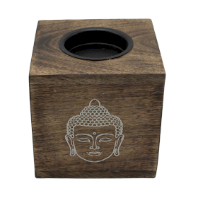 Grand Brûleur d’Huiles en Bois de Manguier – Visage de Bouddha