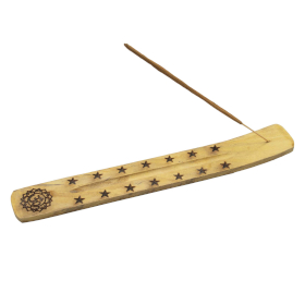 12x Porte-Encens en Bois de Manguier Naturel - Designs Ésotériques Variés