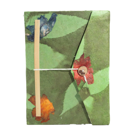 Grand Carnet Lokta en Papier Bold Floral – Vert Mousse – avec Marque-page