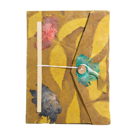 Grand Carnet Lokta en Papier Bold Floral – Moutarde – avec Marque-page