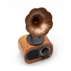 Enceinte Gramophone Mini Rétro – Bluetooth & Radio FM – 5 W x 1