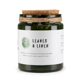 Bougie En Cire de Soja Avec Mèche en Bois – Feuilles & Lin