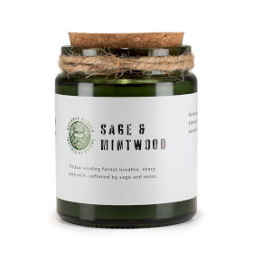 Bougie En Cire de Soja Avec Mèche en Bois – Sauge & Bois de Menthe