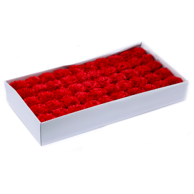 50x Fleurs de Savon pour Bouquet - Oeillets Rouge