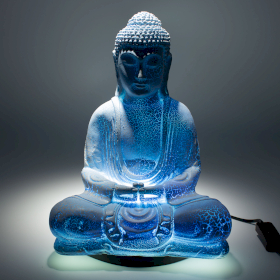 Lampe Bouddha Méditation – Bleu Ciel – Socle Ovale