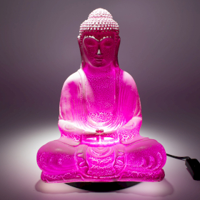 Lampe Bouddha Méditation – Cerise Craquelée – Socle Ovale