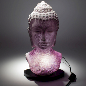 Lampe Buste de Bouddha – Lavande Craquelée – Socle Ovale