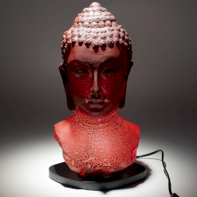 Lampe Buste de Bouddha – Lave Fusionnée – Socle Ovale