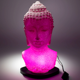 Lampe Buste de Bouddha – Cerise Craquelée – Socle Ovale